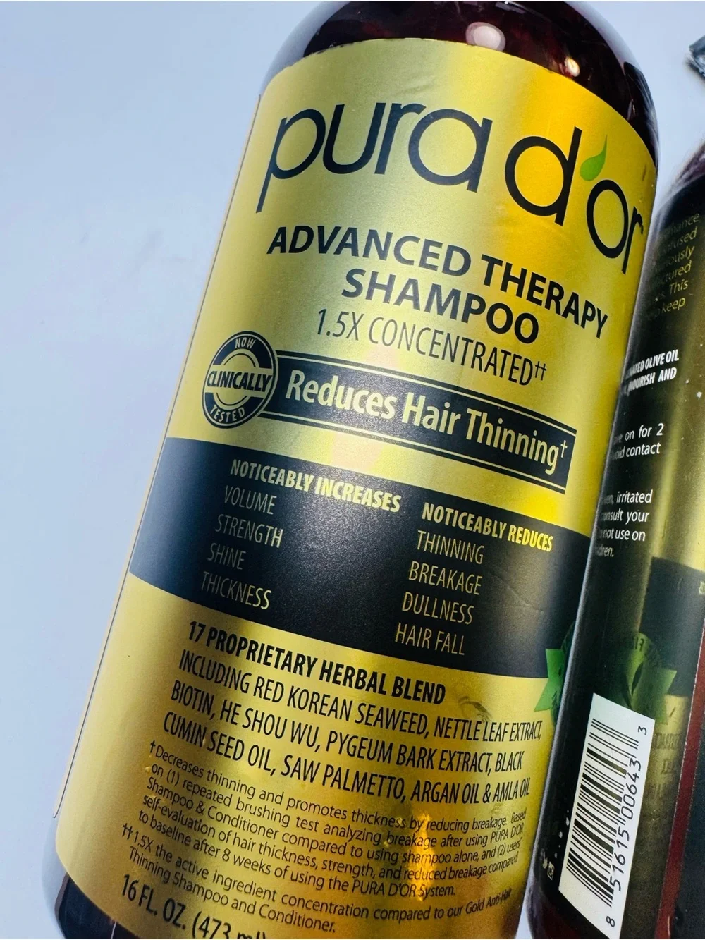 PURA D’OR Advanced Therapy Shampoo & Conditioner Set – 16 fl oz Each